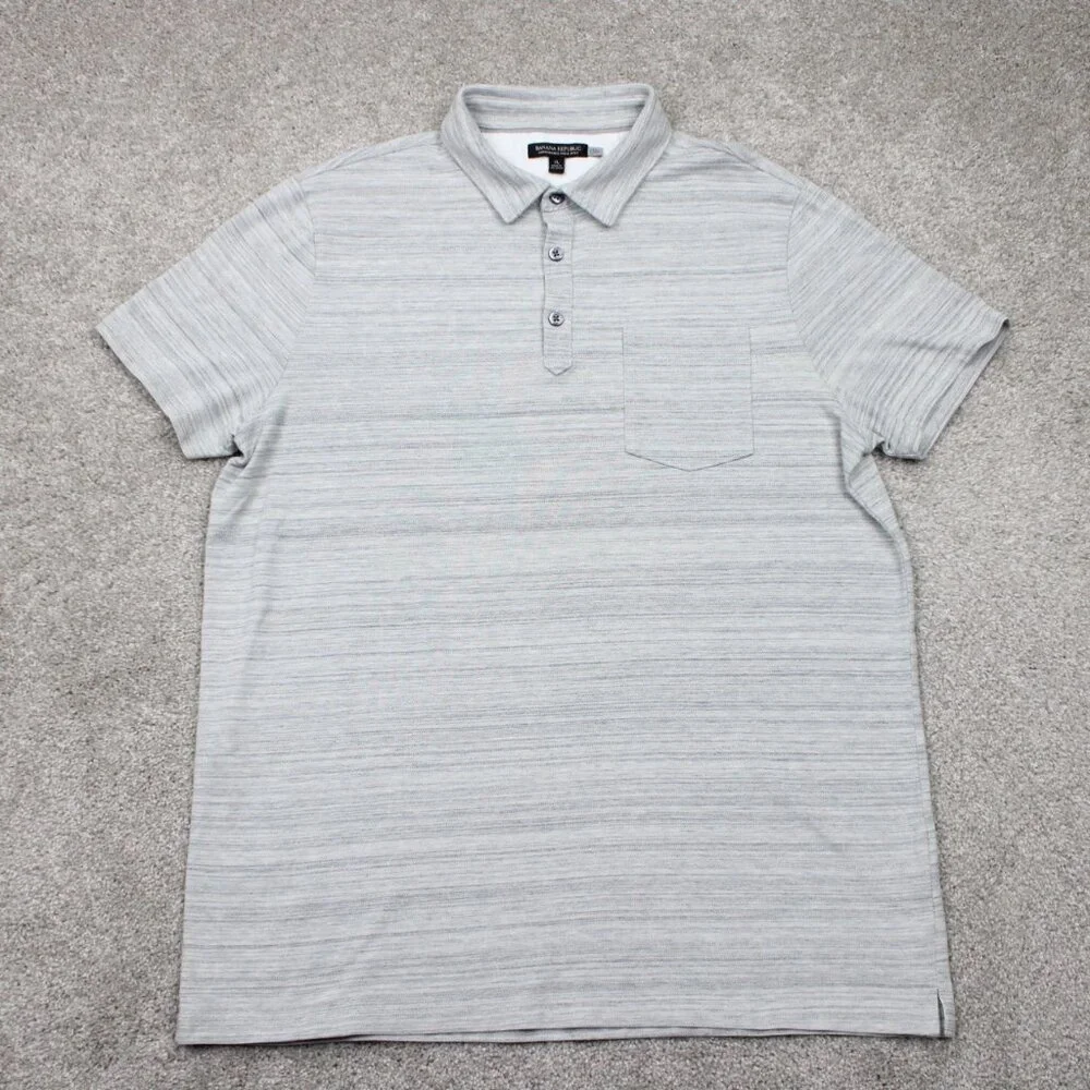Banana Republic Performance Pique‎ Polo Shirt Mens XL Gray Cotton Stretch S/S